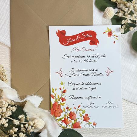 Invitación Floral Roja