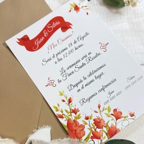 Invitación Floral Roja