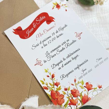Invitación Floral Roja