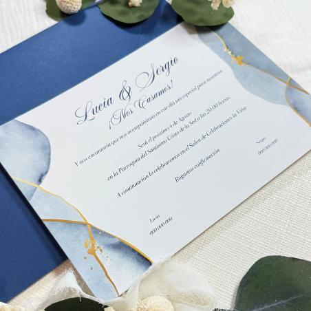 Invitación con Acuarela Azul