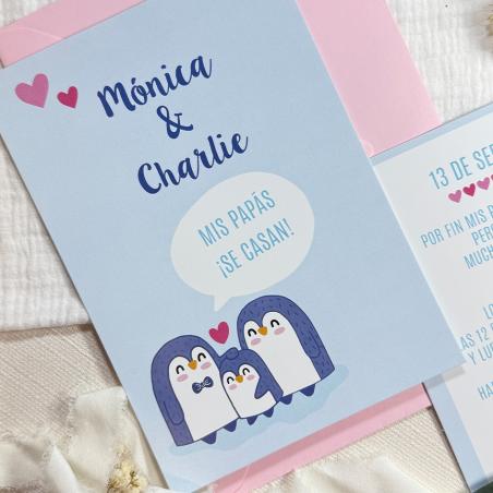 Invitación Boda Familia Pingüinos