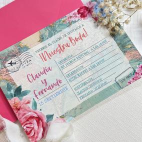 Invitación Boda Mapa Floral