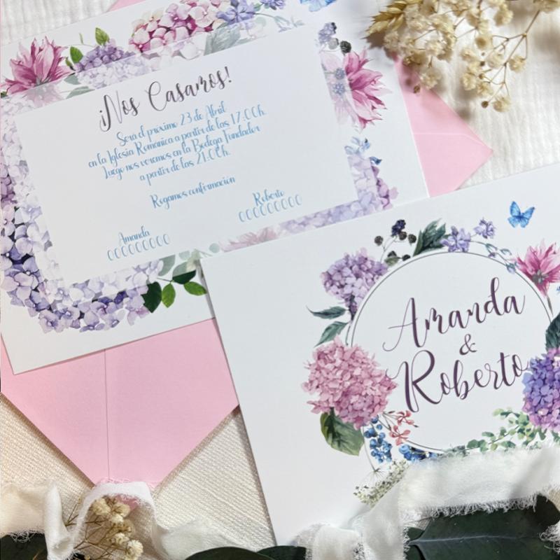 Invitación de Boda Hortensias