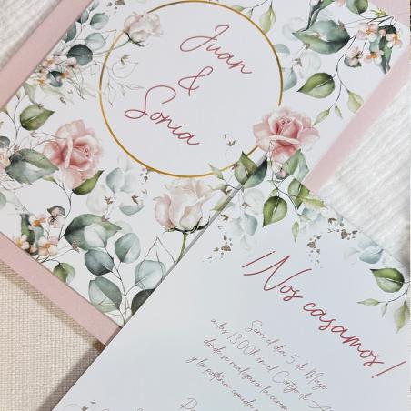 Invitación de Boda Rosas Acuarela