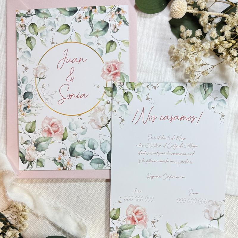 Invitación de Boda Rosas Acuarela