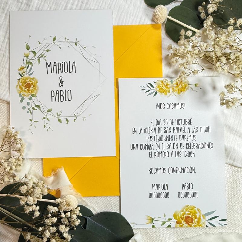 Invitación Floral Amarilla