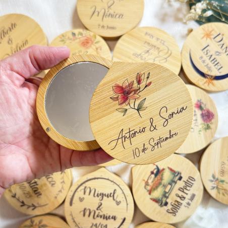 Espejo de madera con tapa personalizado