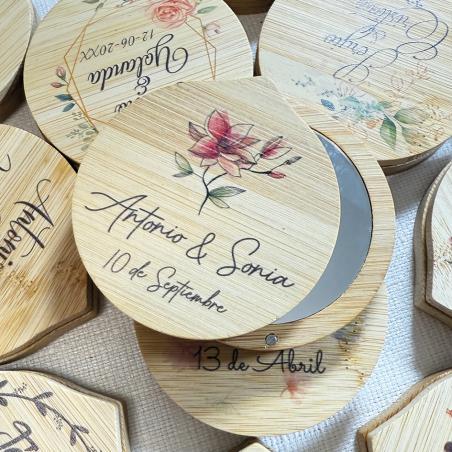 Espejo de madera con tapa personalizado