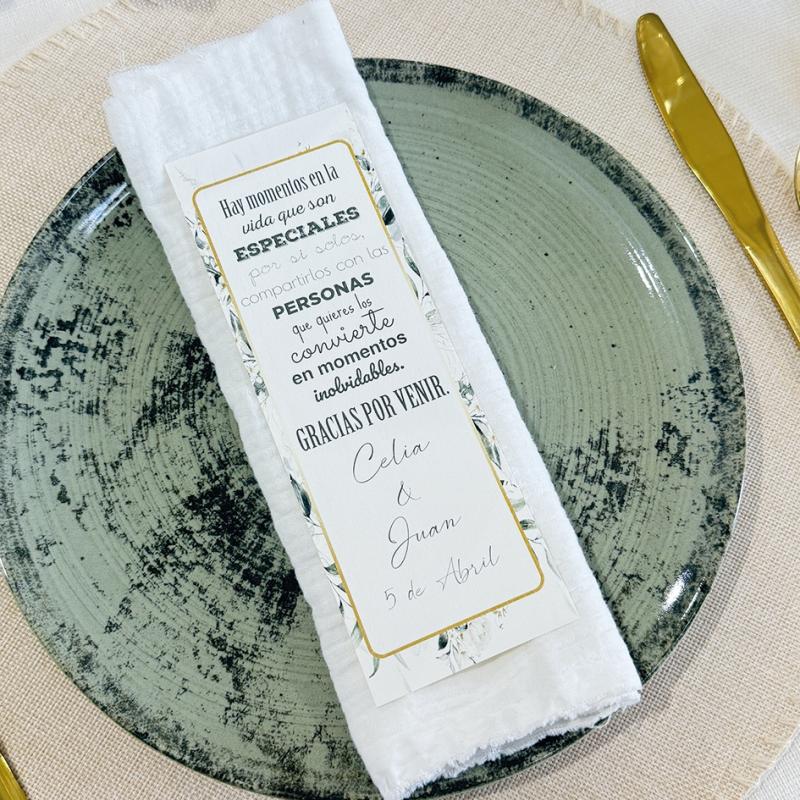 Tarjeta de agradecimiento para bodas