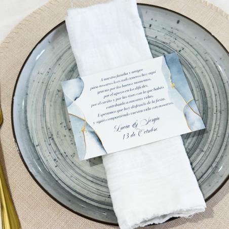 Tarjeta de agradecimiento mármol azul