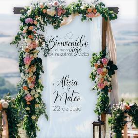 Tela de bienvenida para Boda