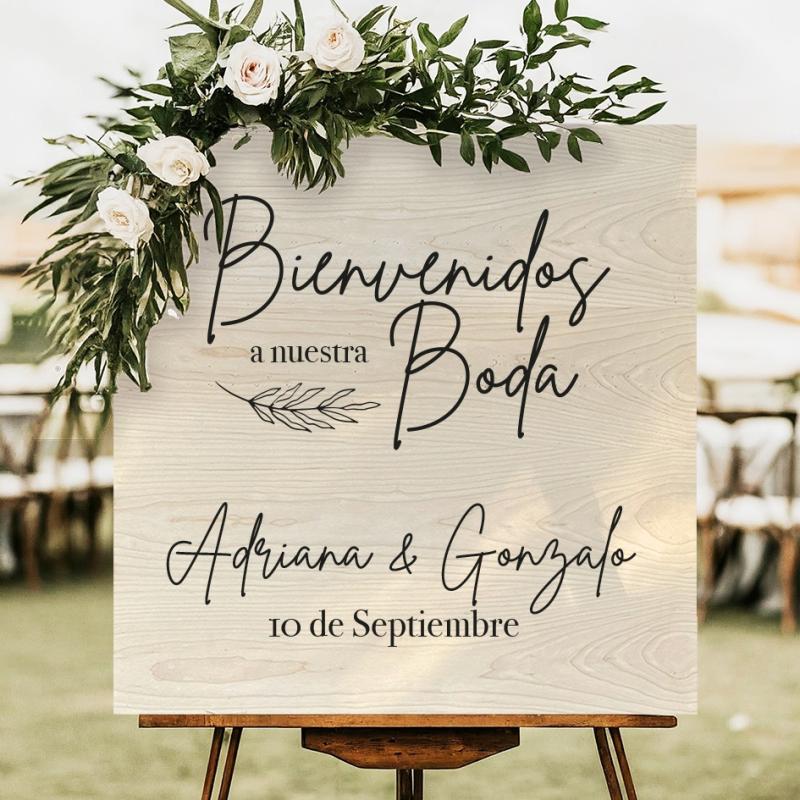 Cartel Vintage de Bienvenida para Boda