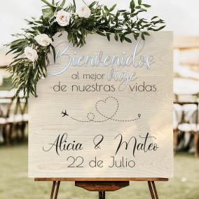 Cartel de Madera Grabado Viaje