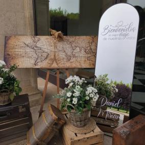 Vinilo Bienvenida Boda Viajera Personalizado