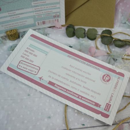 Invitación de Boda Tarjeta de Embarque