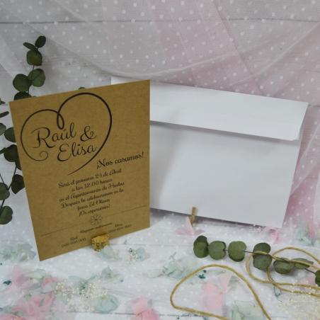 Invitación Kraft Corazón
