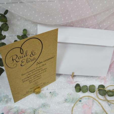 Invitación Kraft Corazón