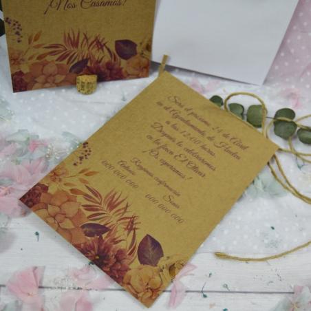Invitación Kraft Floral Rosa