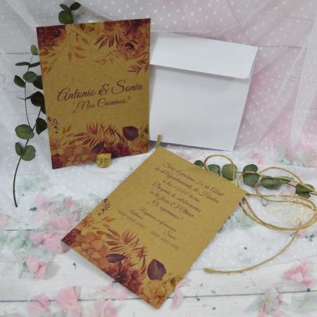 Invitación Kraft Floral Rosa