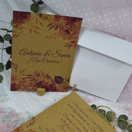 Invitación Kraft Floral Rosa