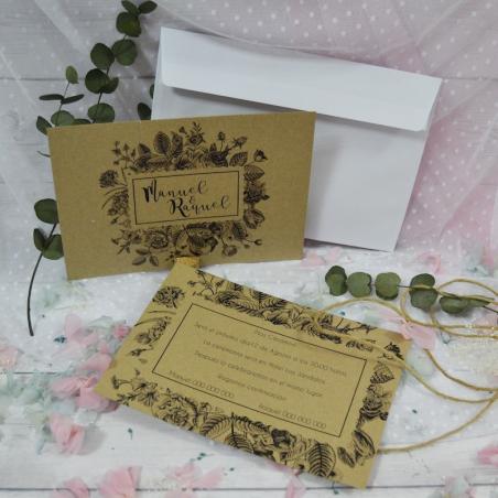 Invitación Kraft Floral Vintage