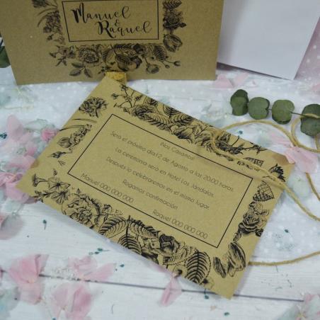 Invitación Kraft Floral Vintage