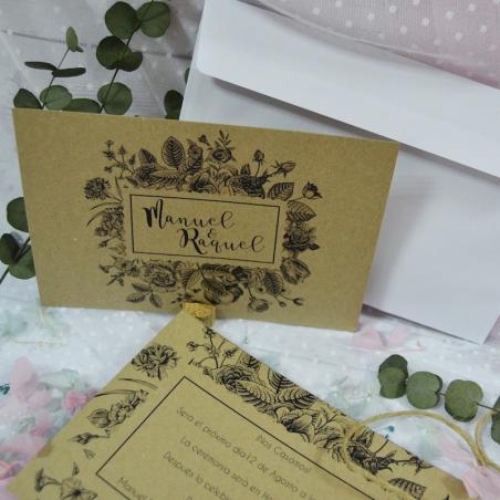 Invitación Kraft Floral Vintage