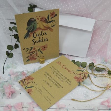 Invitación Kraft Pájaros