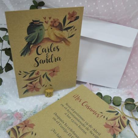 Invitación Kraft Pájaros