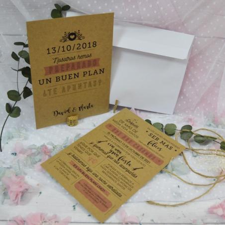 Invitación Kraft Moderna Rosa
