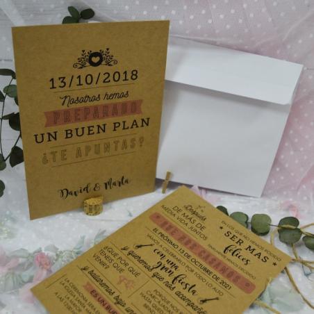 Invitación Kraft Moderna Rosa