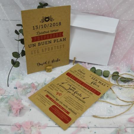 Invitación Kraft Moderna Roja