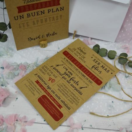 Invitación Kraft Moderna Roja