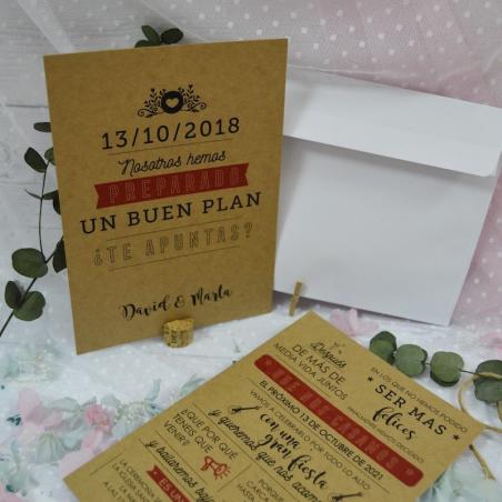 Invitación Kraft Moderna Roja