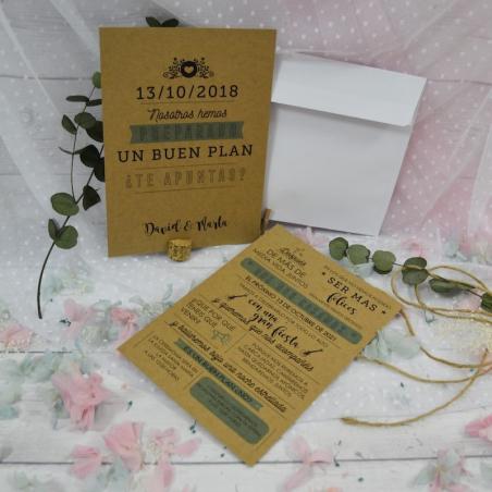 Invitación Kraft Turquesa