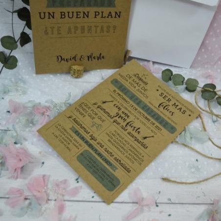 Invitación Kraft Turquesa