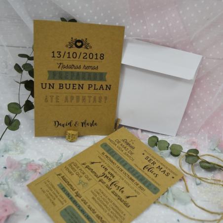 Invitación Kraft Turquesa