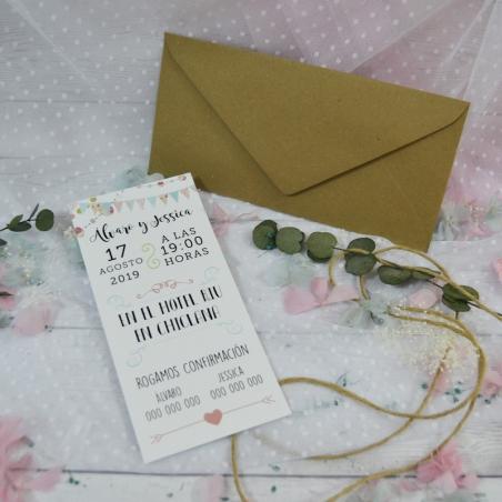 Invitación de Boda Moderna Banderines