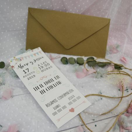Invitación de Boda Moderna Banderines
