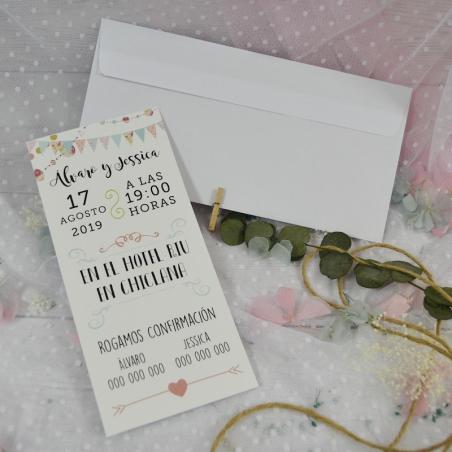 Invitación de Boda Moderna Banderines