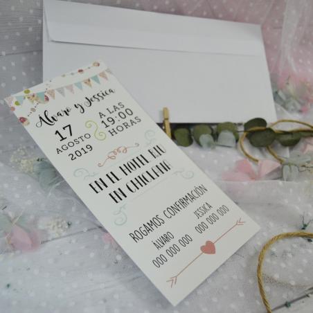 Invitación de Boda Moderna Banderines