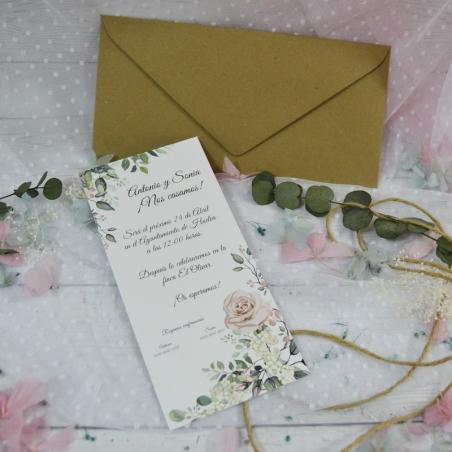 Invitación de Boda Elegante Alargada