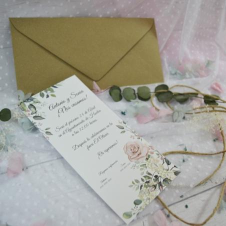 Invitación Boda Elegante Rosa Estrecha