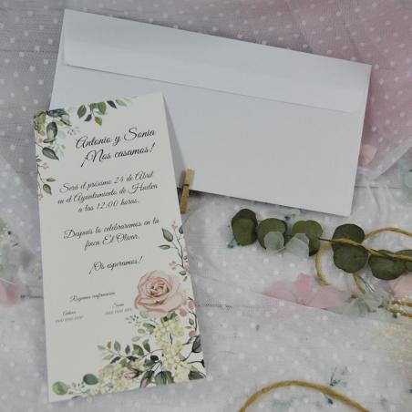 Invitación Boda Elegante Rosa Estrecha