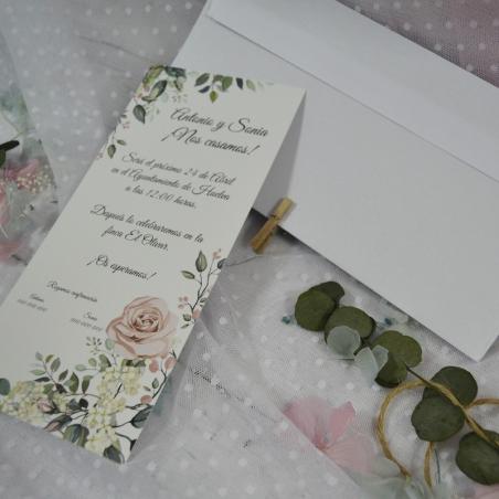 Invitación Boda Elegante Rosa Estrecha