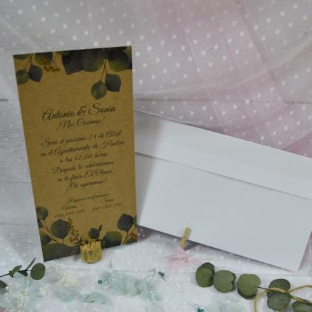 Invitación Kraft Eucalipto