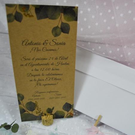 Invitación Kraft Eucalipto