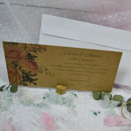 Invitación Kraft Floral Barata
