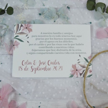 Tarjeta de Agradecimiento para Invitados de Boda