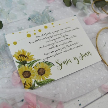 Tarjeta Agradecimiento Girasoles